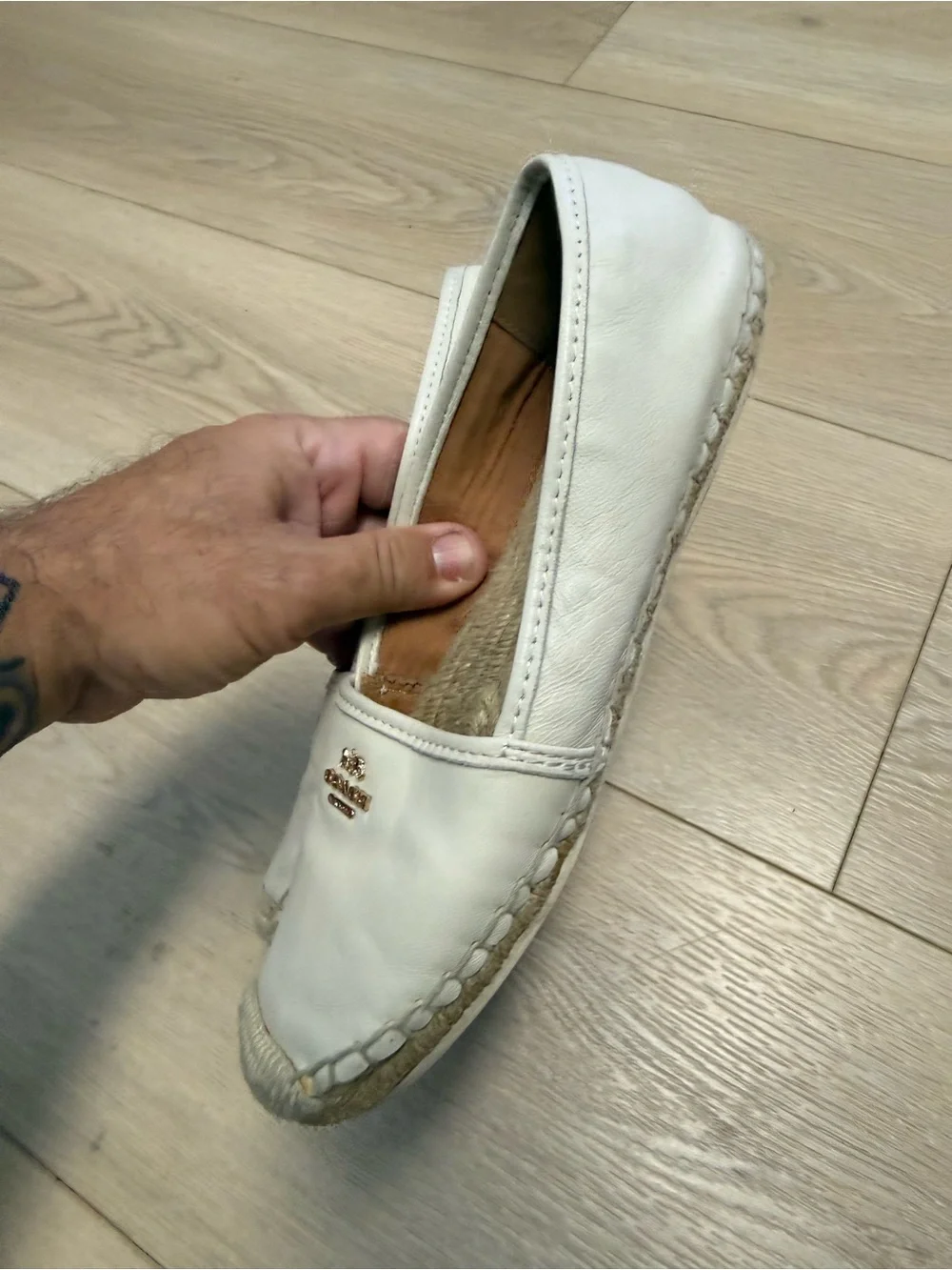 Coach Leather Off White Espadrilles Slip or Slide On Flats Size 7.5B